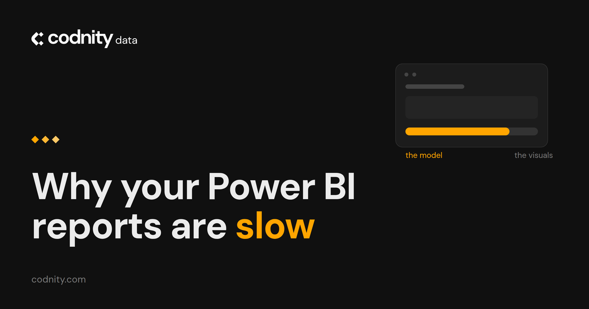 A slow Power BI report traced back through the visual layer to the data model underneath it
