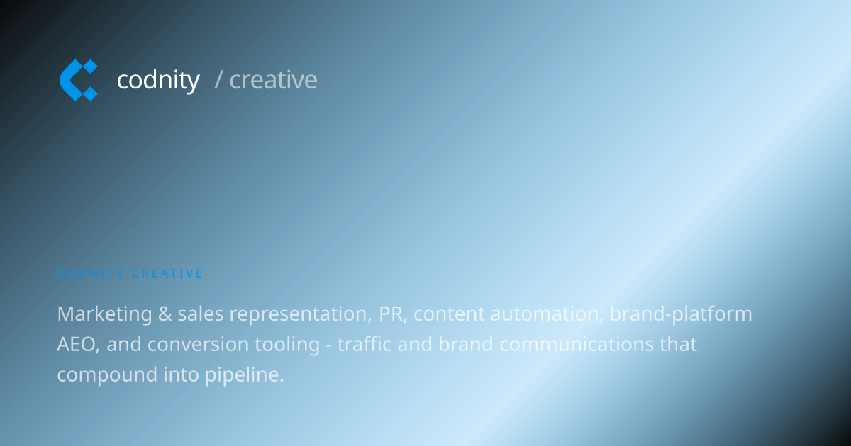 Codnity Creative - PR, Brand Communications & Content Automation Agency ...